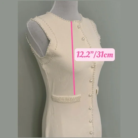 Elegant Cream Sleeveless Midi Dress - Picture 6 of 9